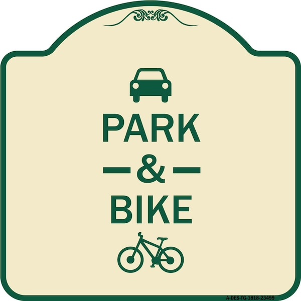 Park & Ride With Bicycle Graphic Heavy-Gauge Aluminum Architectural Sign, 18" x 18", TG-1818-23499